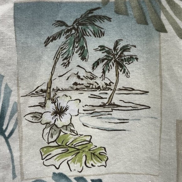 Vintage Pierre Cardin Retro Hawaiian Button Up Shirt Men Medium Island Hut Boat - Picture 2 of 15